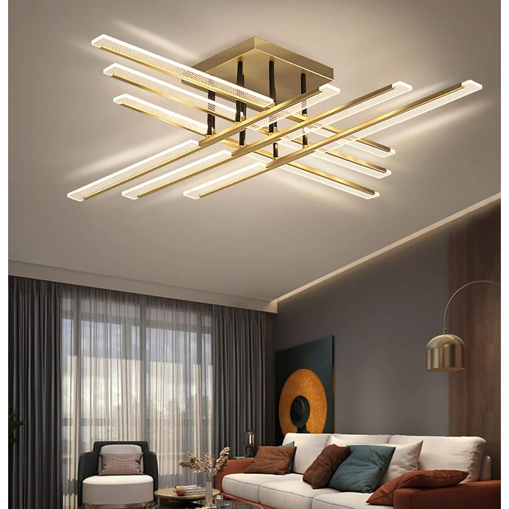 Gold Cross Ceiling Light Exquisite Metal LED Flat Light