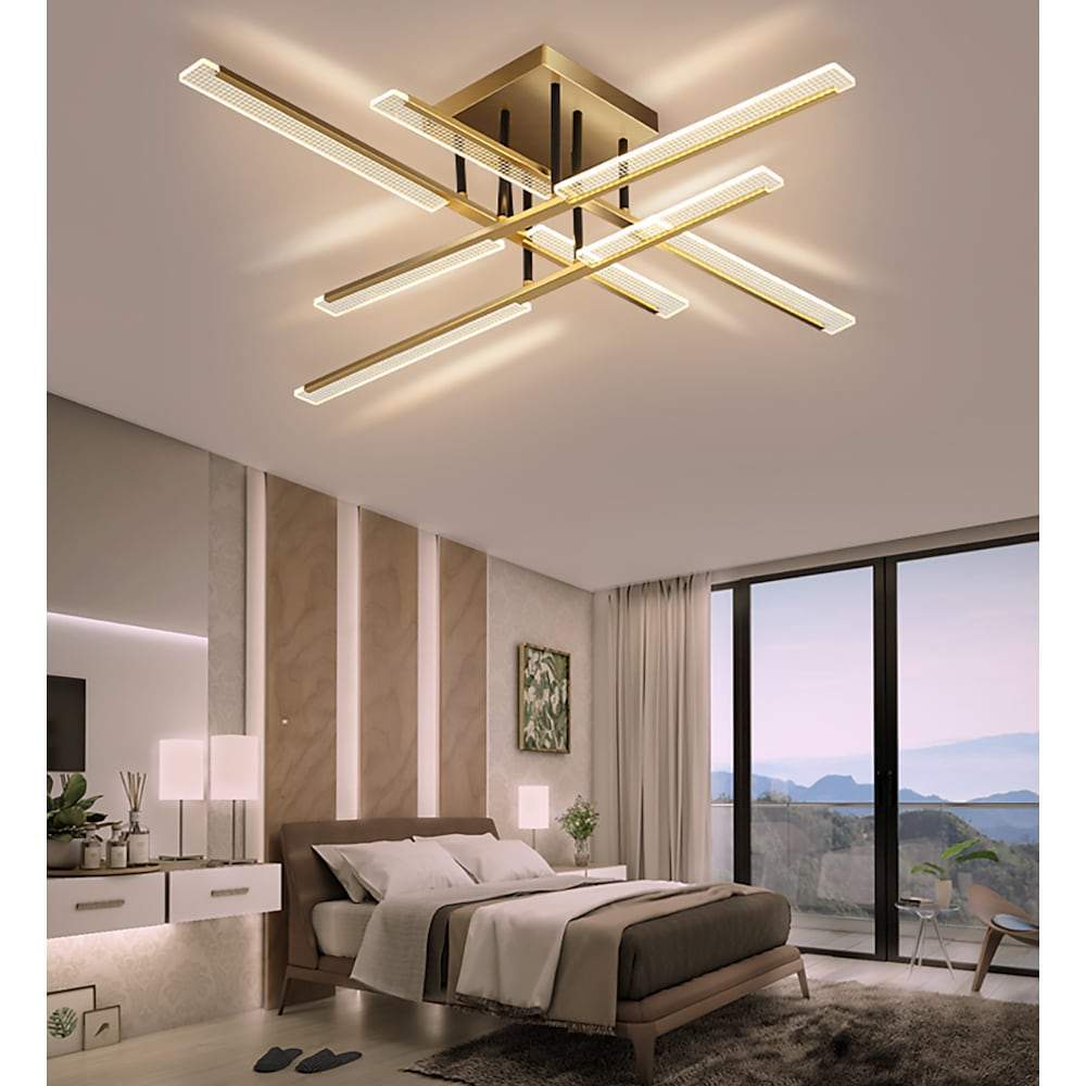 Gold Cross Ceiling Light Exquisite Metal LED Flat Light