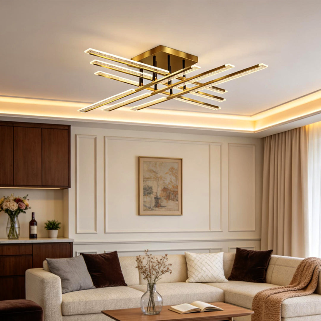 Gold Cross Ceiling Light Exquisite Metal LED Flat Light