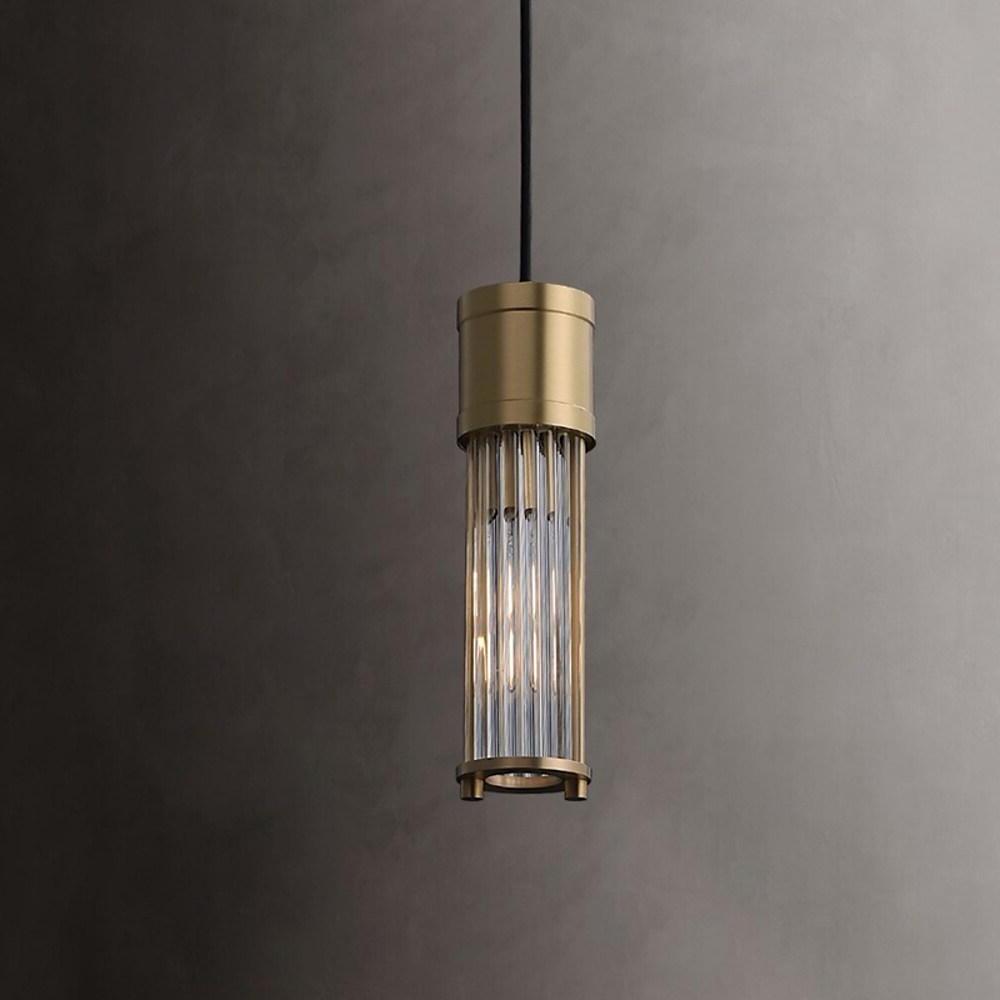 Gold Cylinder Pendant Light Modern LED Crystal Ceiling Light