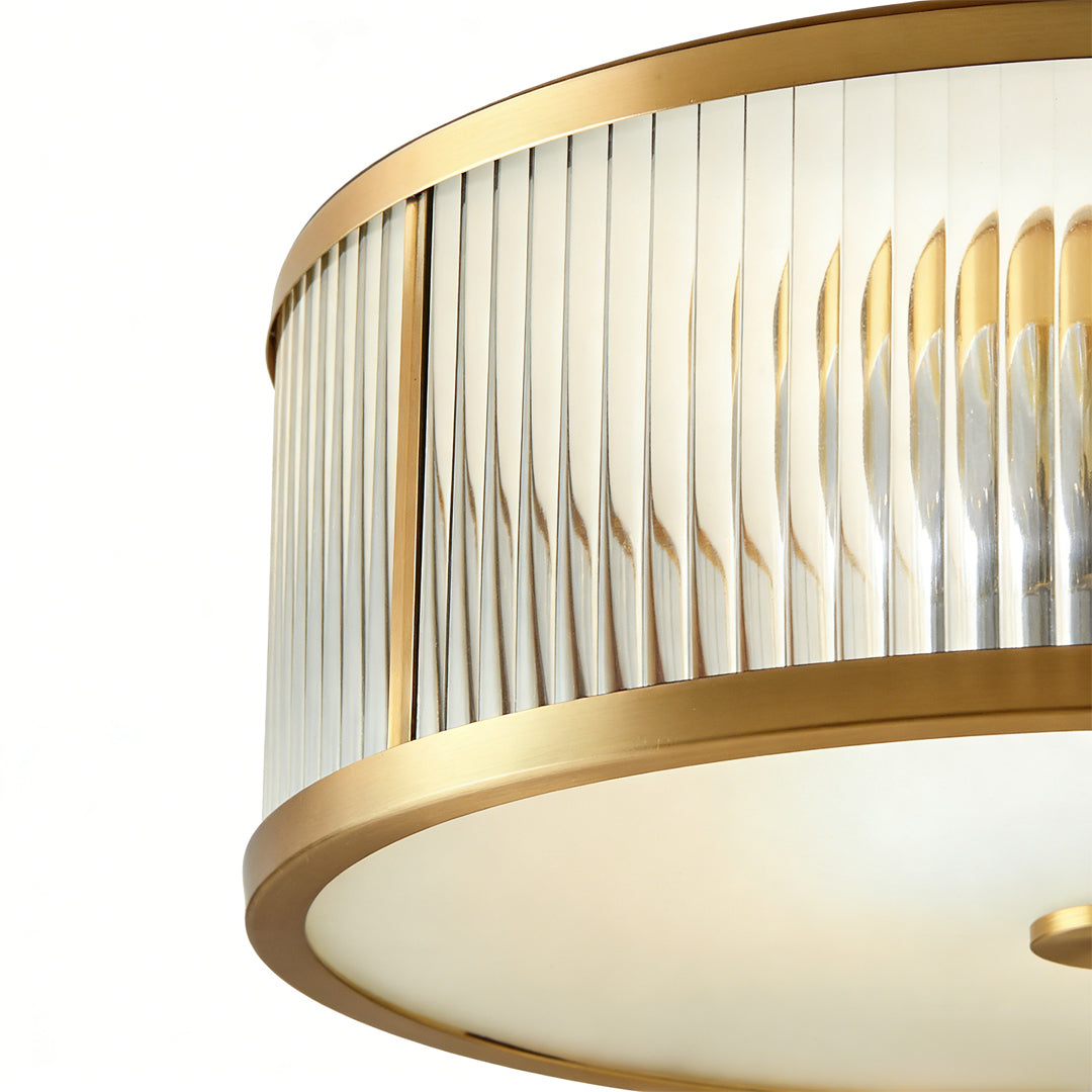 Gold Drum Ceiling Light American Style Cylindrical Brass Light