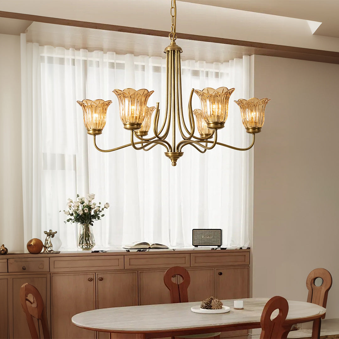 Gold Glass Chandelier Vintage Full Copper Glass Ceiling Light