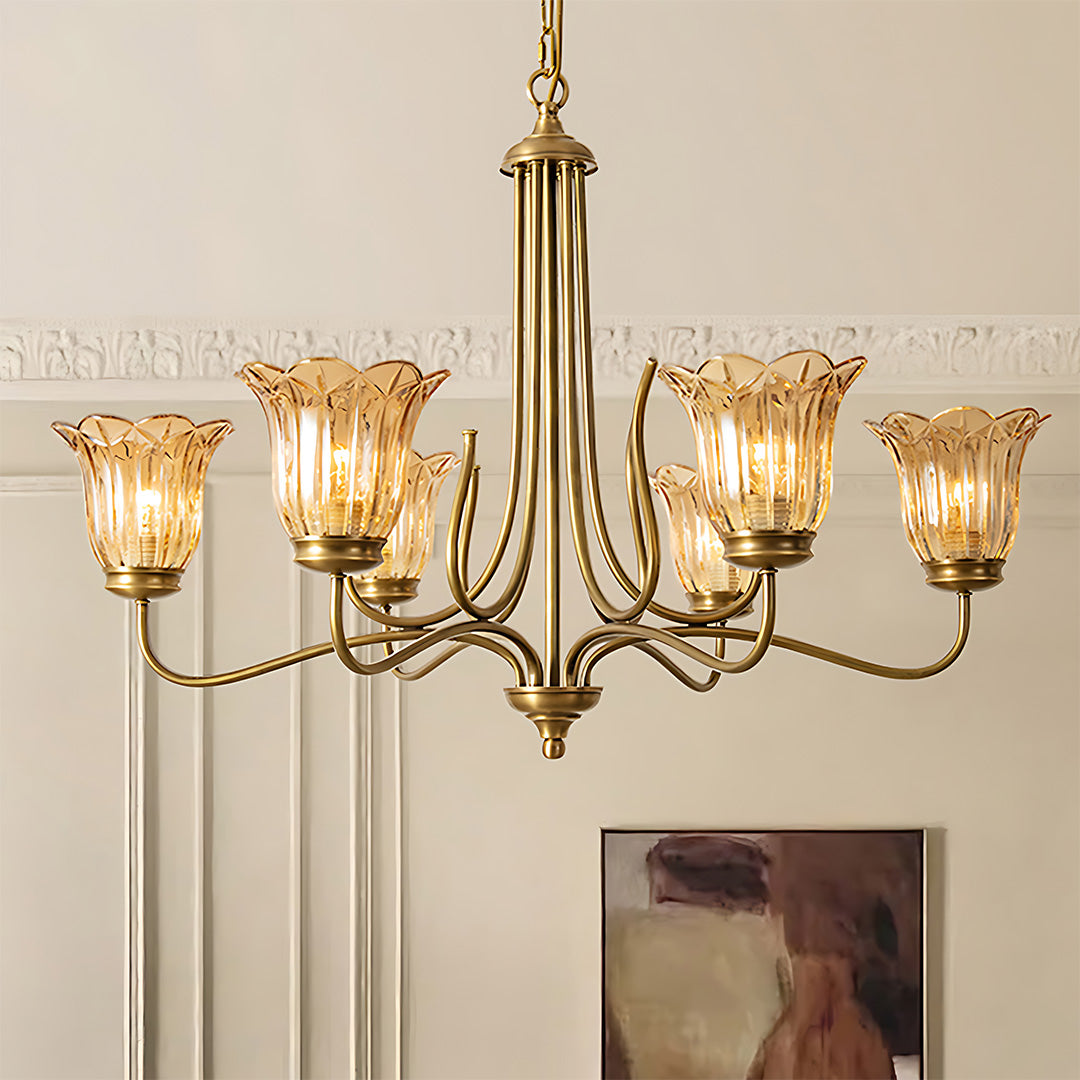 Gold Glass Chandelier Vintage Full Copper Glass Ceiling Light