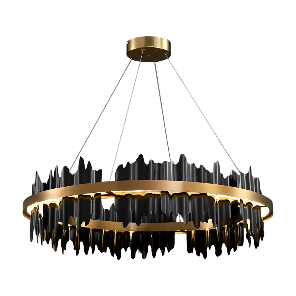 Gold Leaf Chandelier Modern Creative Metal Round LED Ceiling Light