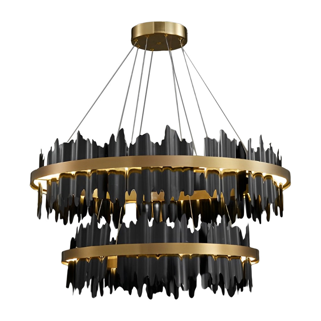 Gold Leaf Chandelier Modern Creative Metal Round LED Ceiling Light