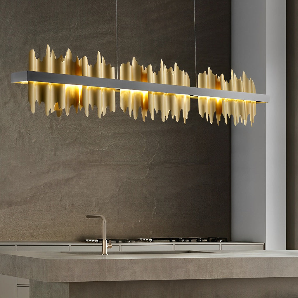 Gold Linear Pendant Light Modern Mountain Shape LED Ceiling Light