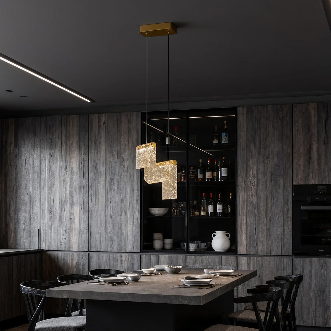 Gold Pendant Island Lights Contemporary Glass Adjustable Ceiling Light