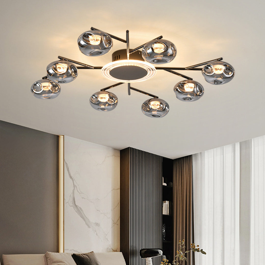Round Large Semi Flush Mount Lighting Branching Semi-Flush Ceiling Light