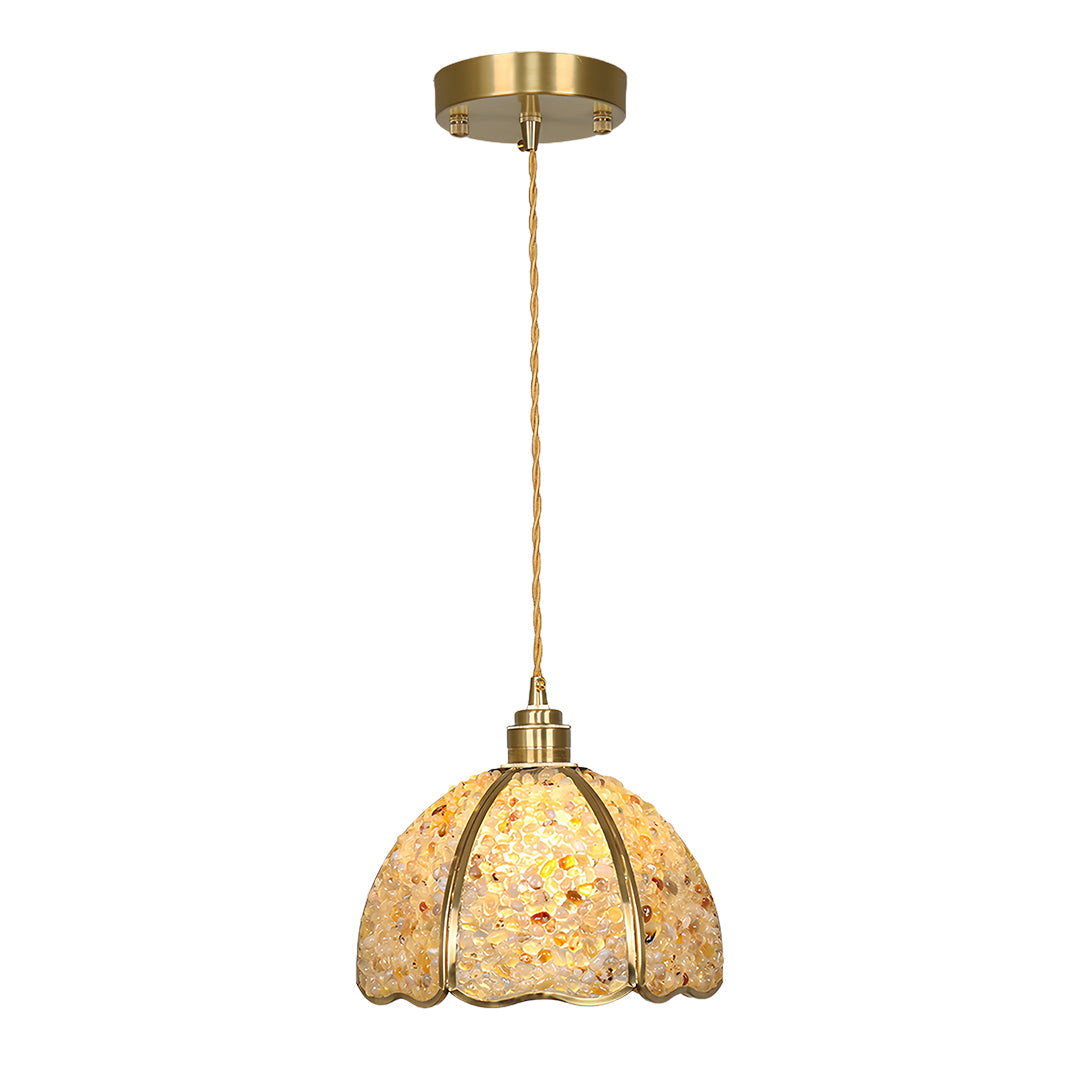 Small Crystal Pendant Light Vintage Full Copper Ceiling Light