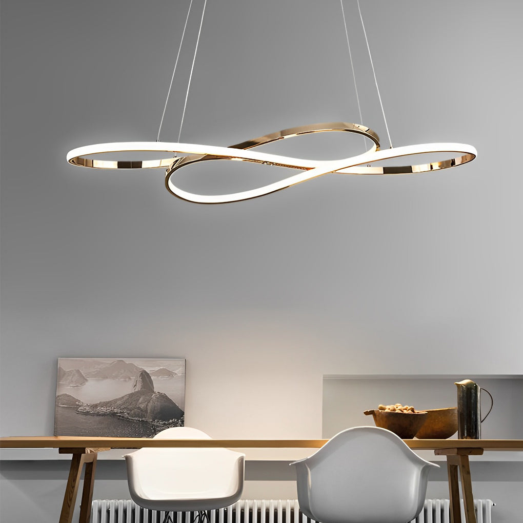 LED Infinity Chandelier Modern Irregular Wave Line Ceiling Light