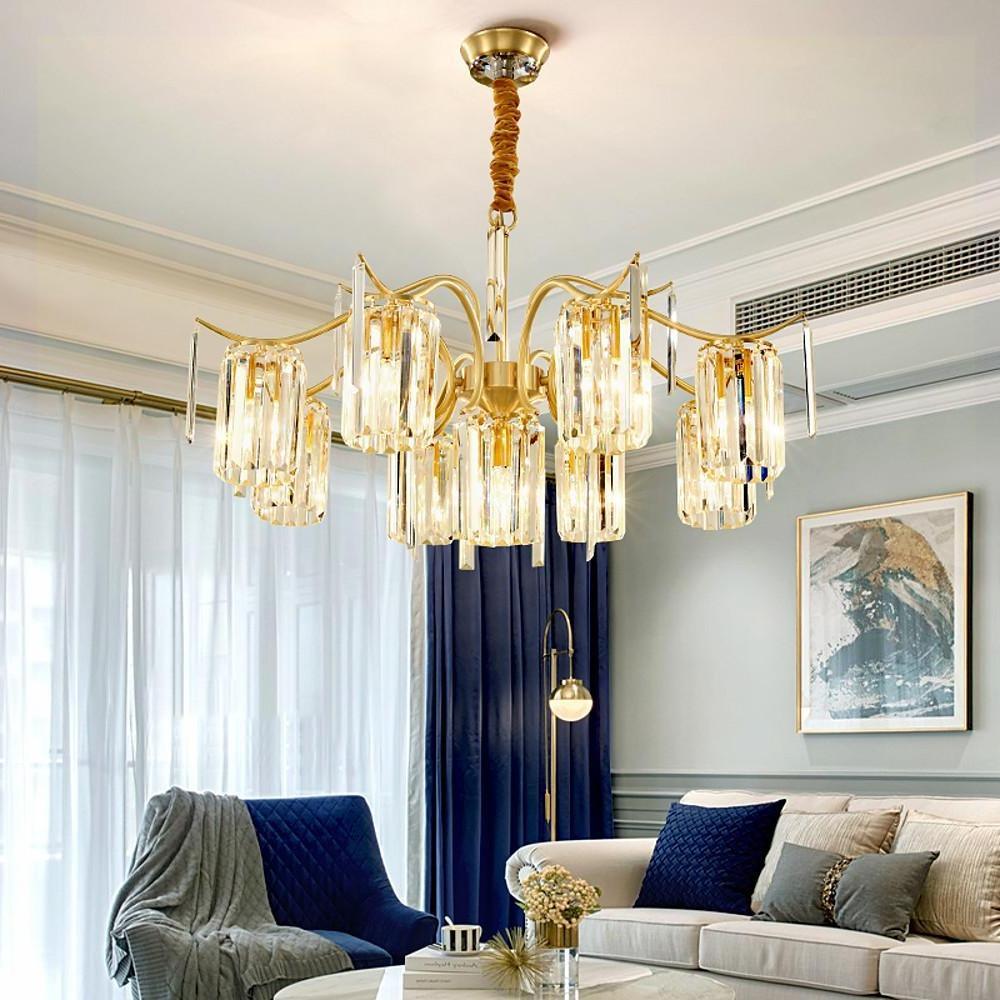 Classical Gold Chandelier Light LED Copper Glass Crystal Modern Chandeliers