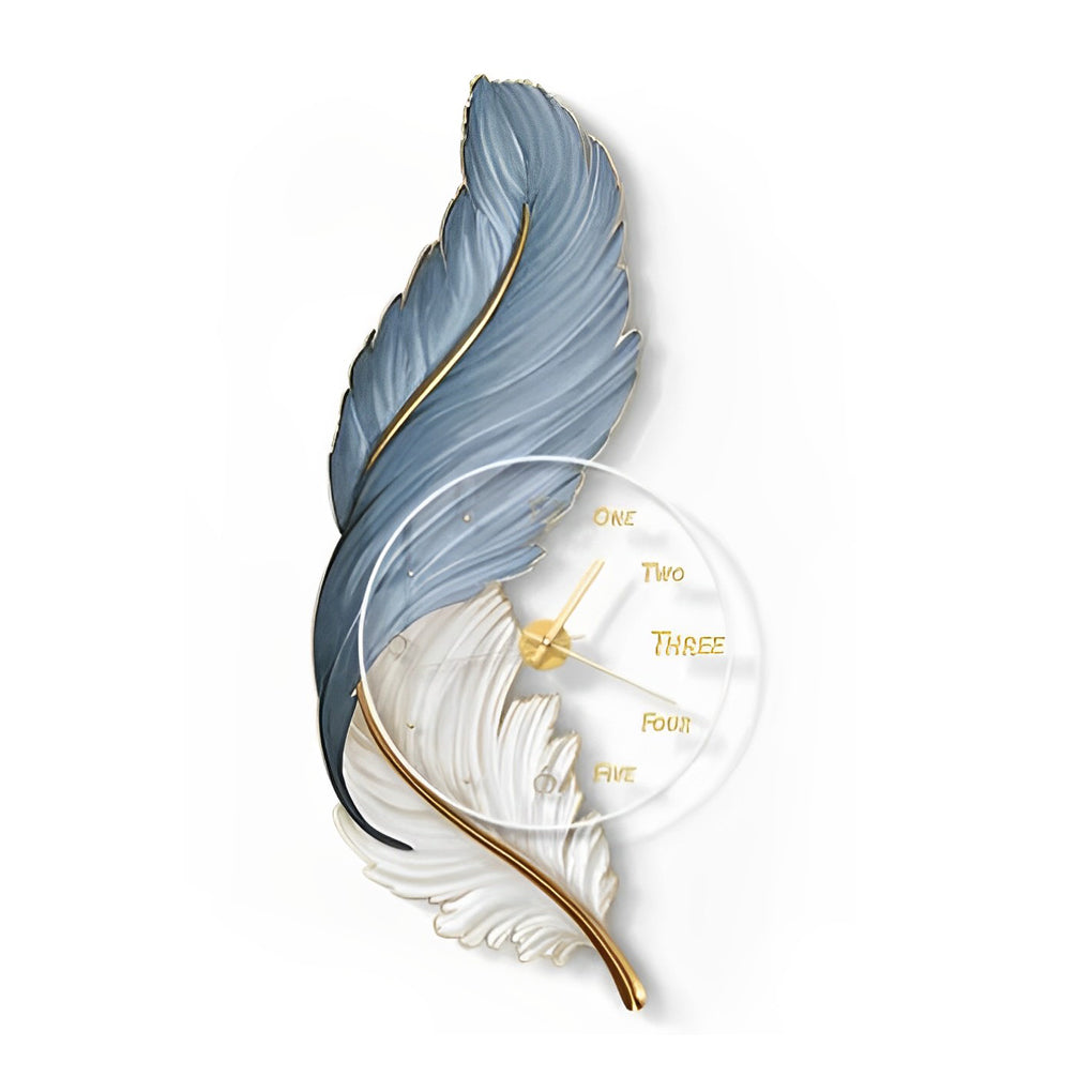 Feather LED Wall Lamp USB Rechargeable Acrylic Round Clock Light