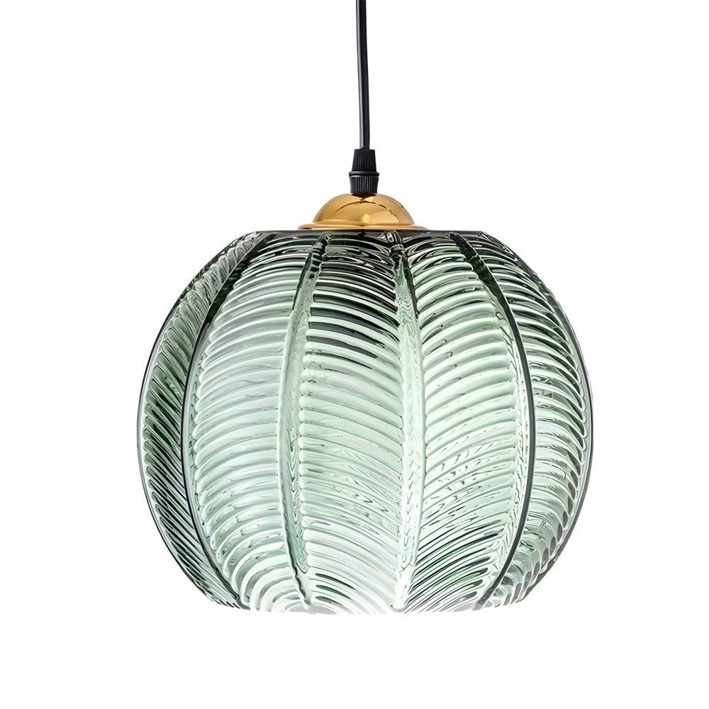 Green Glass Pendant Lighting Modern Textured Ceiling Light