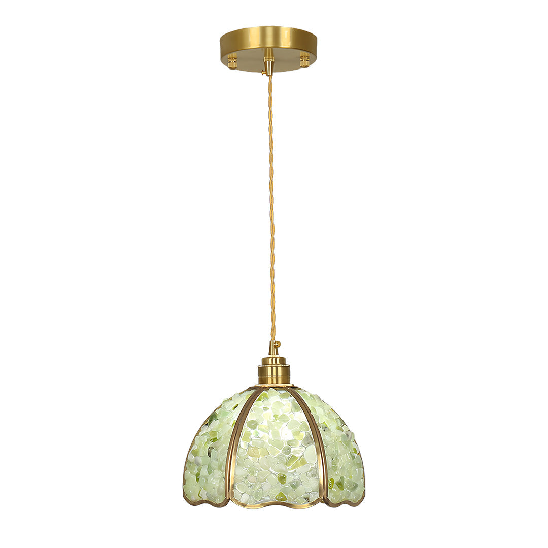Small Crystal Pendant Light Vintage Full Copper Ceiling Light