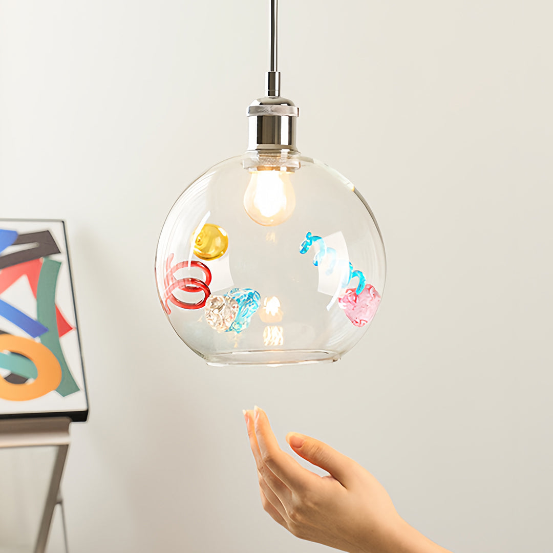 Coloured Glass Pendant Lights Globe Art Deco Ceiling Light