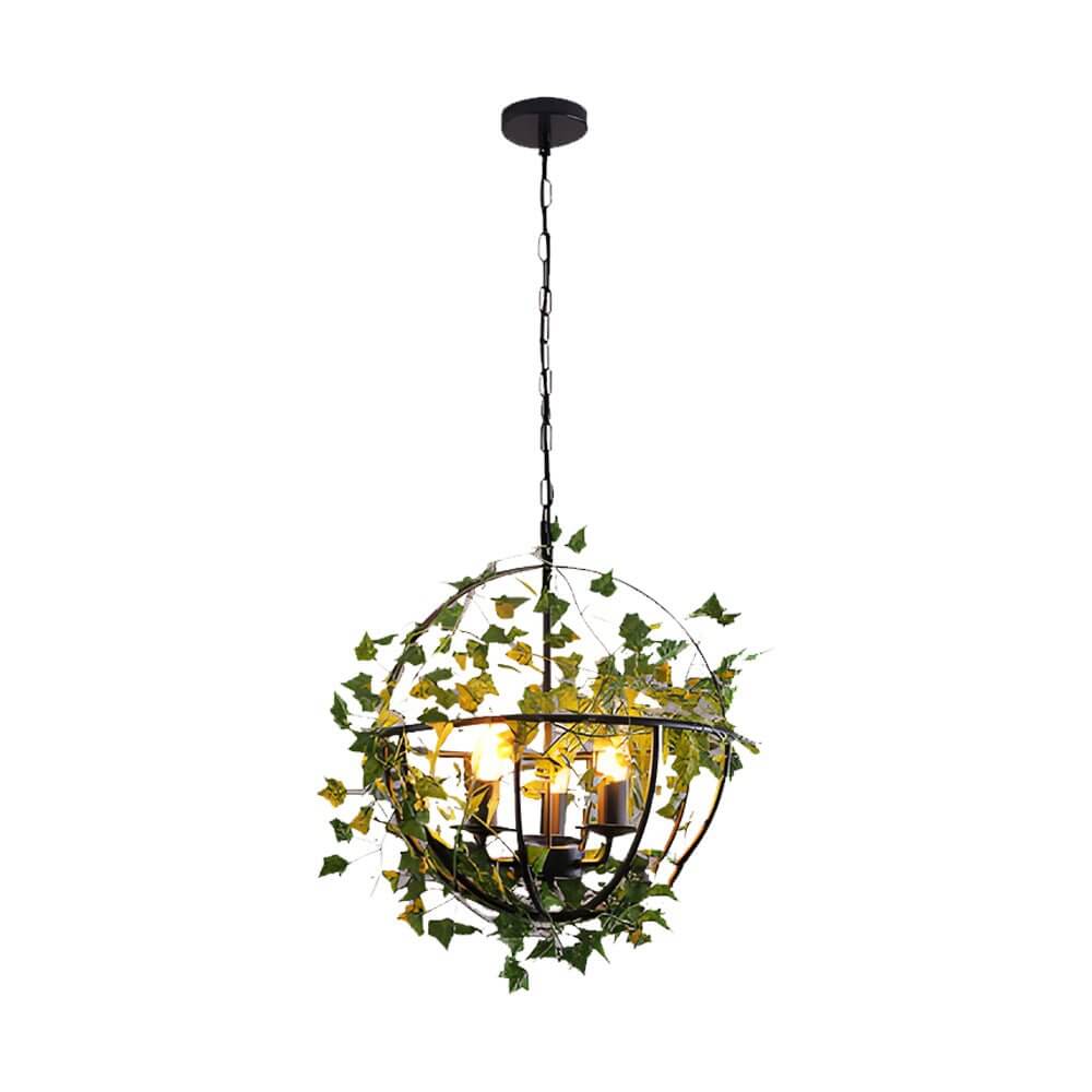 Hanging Greenery with Lights Vintage Iron Cage Vine Light