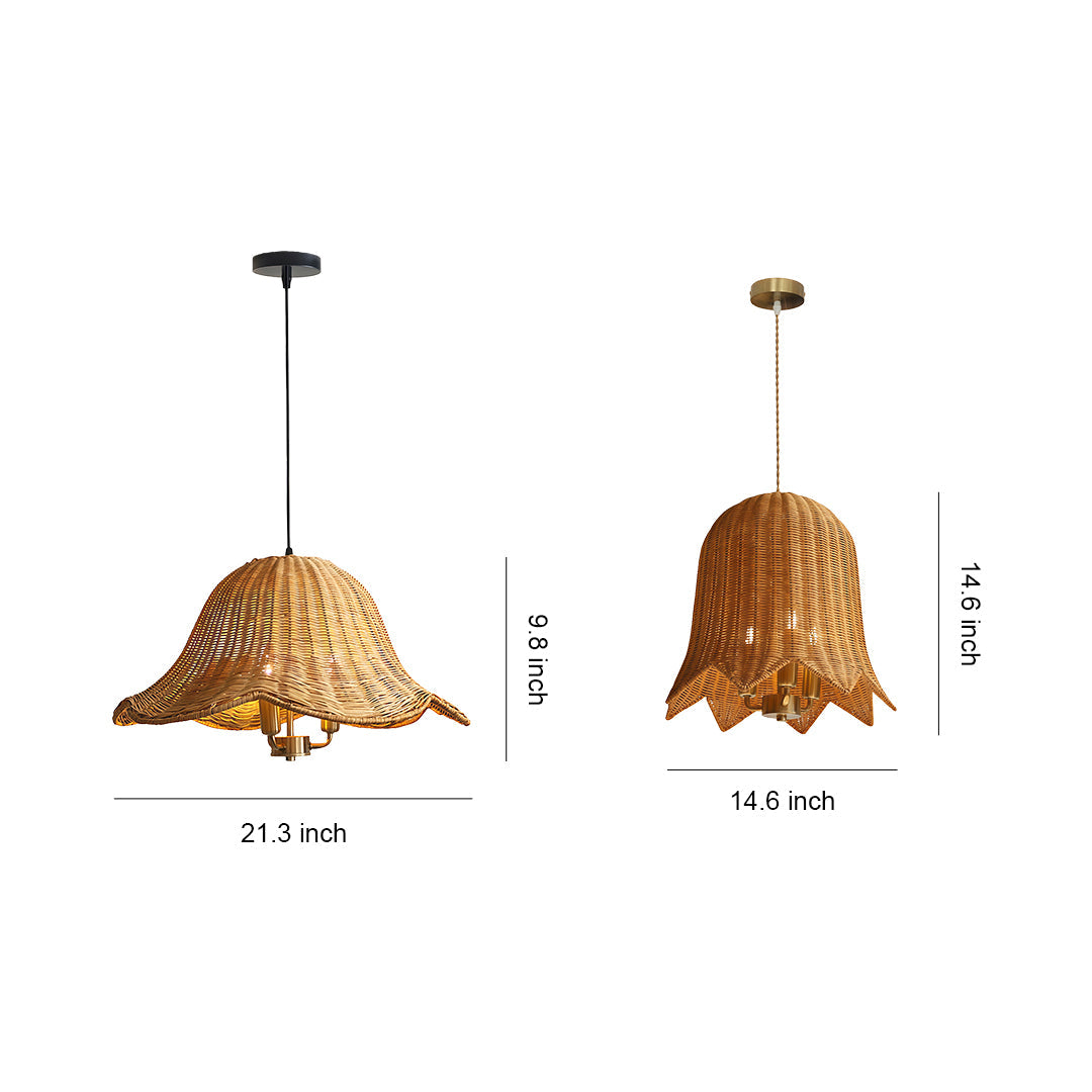 Hanging Rattan Pendant Light Artistic Iron Ceiling Light