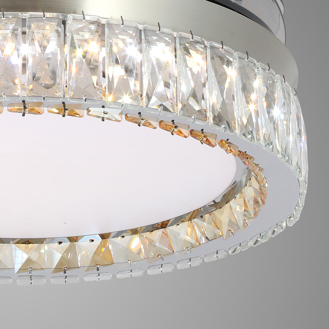 Crystal Ceiling Fan with Light Remote Controlled Luxury Nickel Lamp