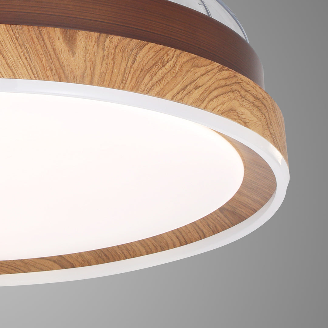 Ceiling Fan with 4 Lights Walnut Wood Grain Iron Body Silent Lamp