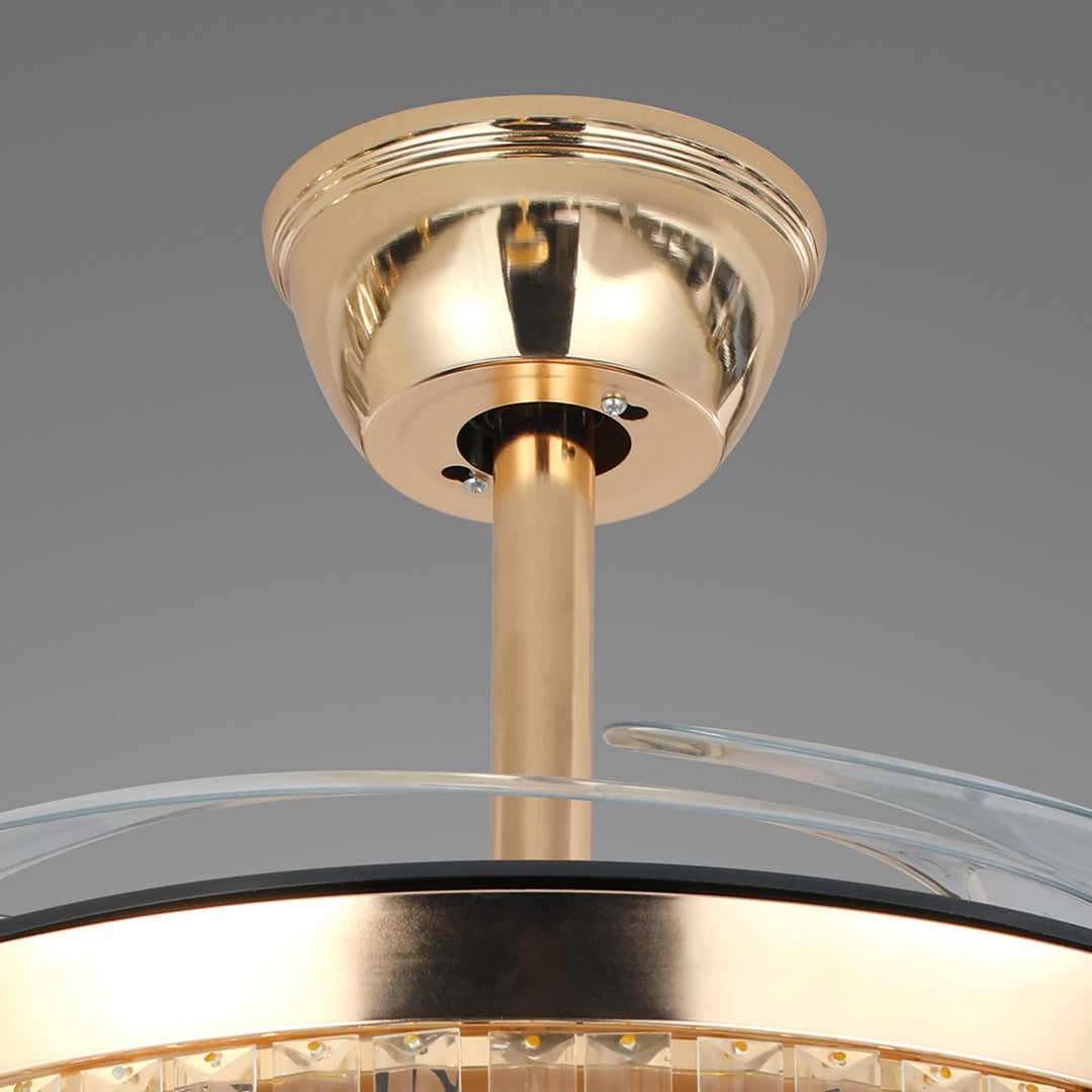 Crystal Ceiling Fans with Lights European Style Gold Iron Luxury Fan