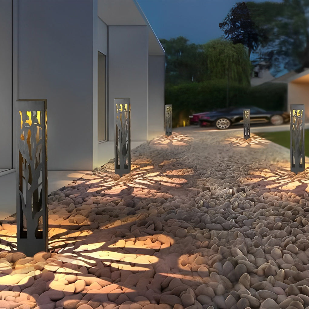 Hollow Outdoor Landscape Lighting Modern Black Path Light