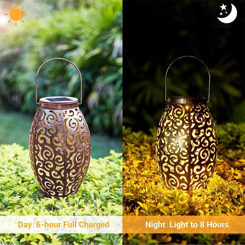 Hollow Outdoor Solar Lights Vintage Red Copper Light