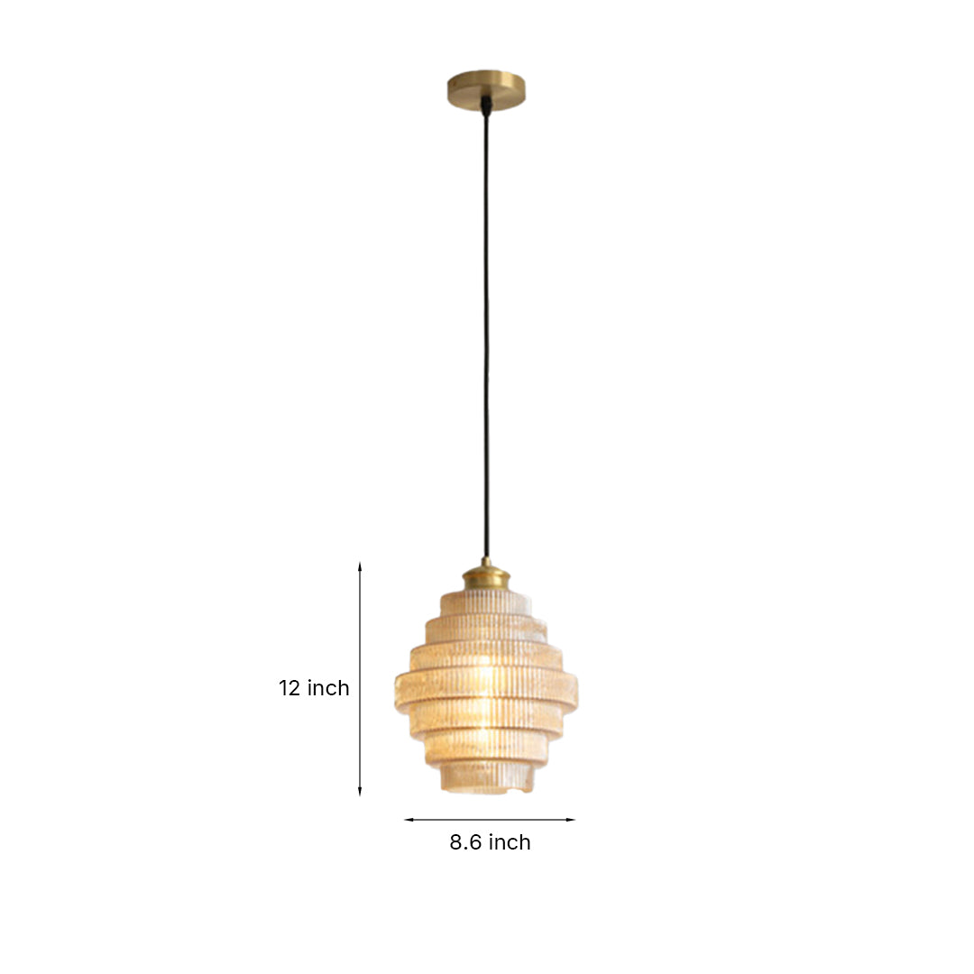 Honeycomb Pendant Light Mid-Century Glass Shade Ceiling Light
