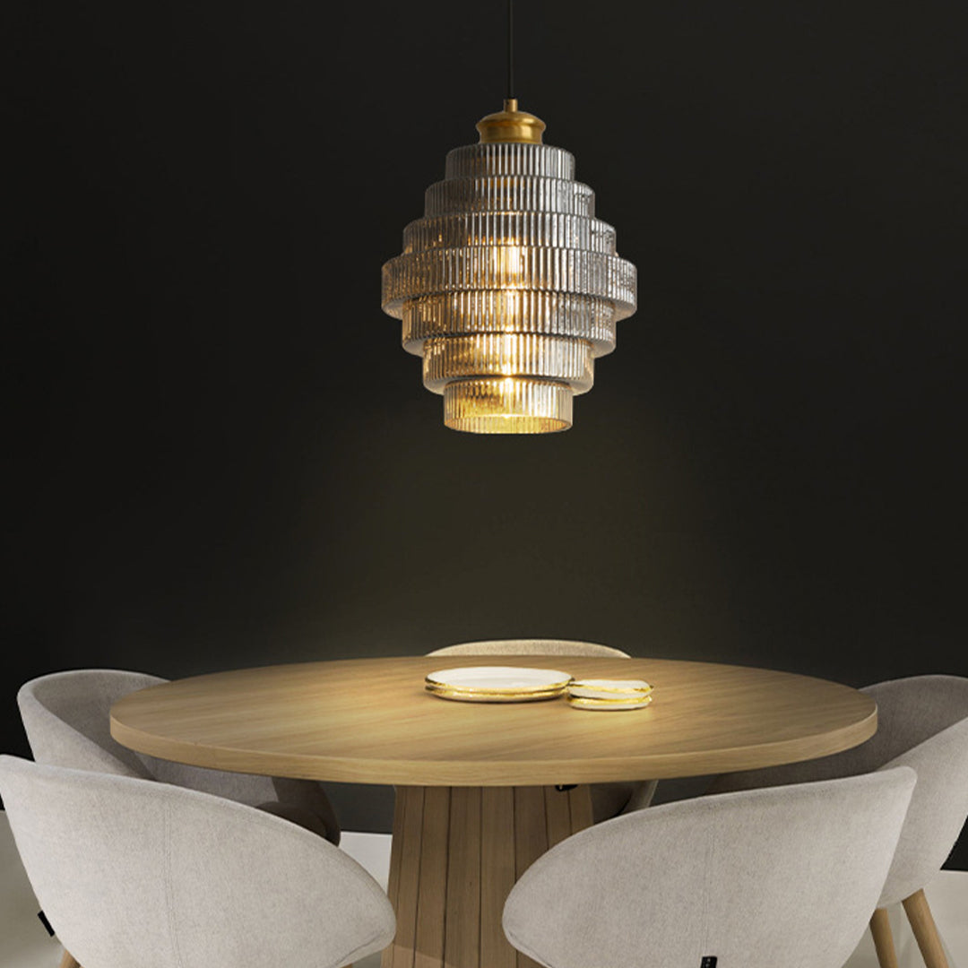 Honeycomb Pendant Light Mid-Century Glass Shade Ceiling Light
