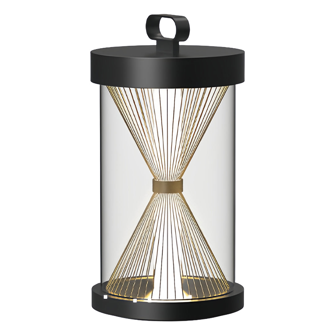 Black Outdoor Lantern Hourglass Design Versatile Portable Light