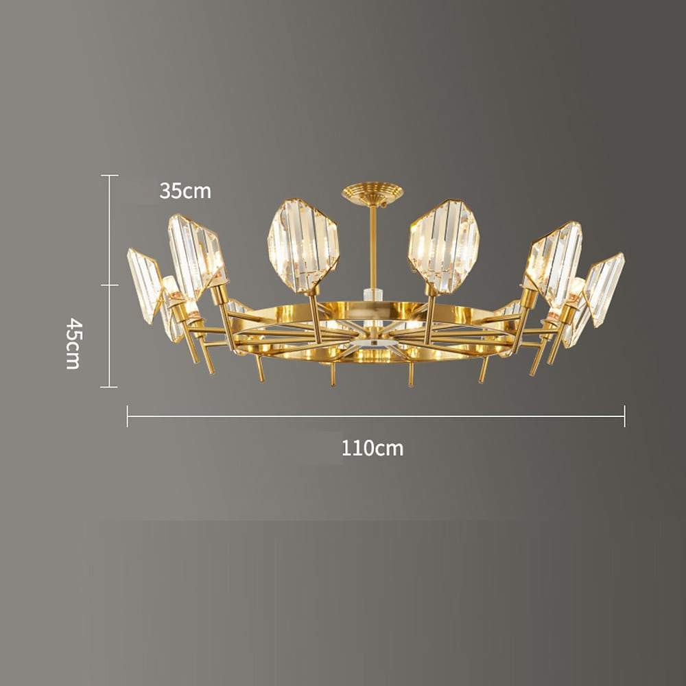 Brass Ring Frame Crystal Chandelier - Gold Metal, Crystal Accents Ceiling Lighting