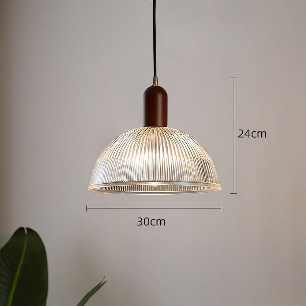 Country Glass Wood Ceiling Lights Bowl Vintage Pendant Lighting