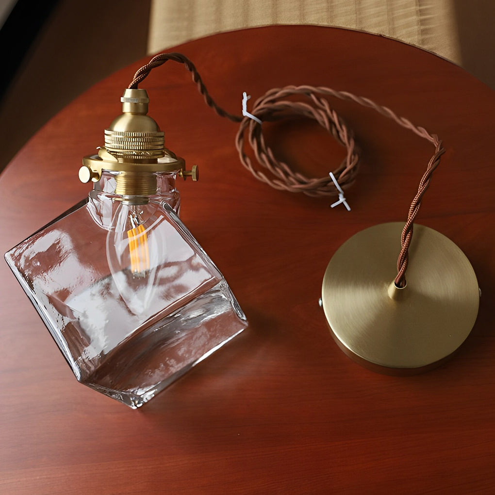 Ice Cube Pendant Light Square Transparent Glass Ceiling Light