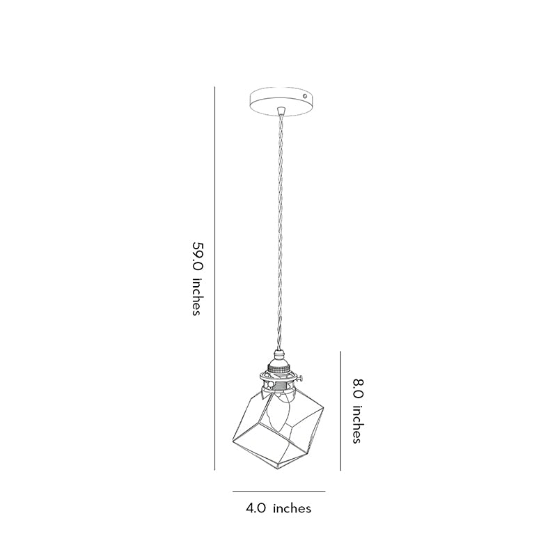 Ice Cube Pendant Light Square Transparent Glass Ceiling Light