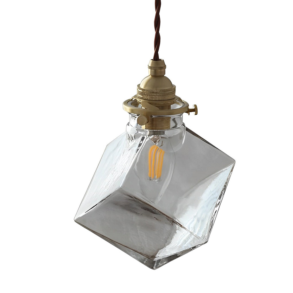 Ice Cube Pendant Light Square Transparent Glass Ceiling Light