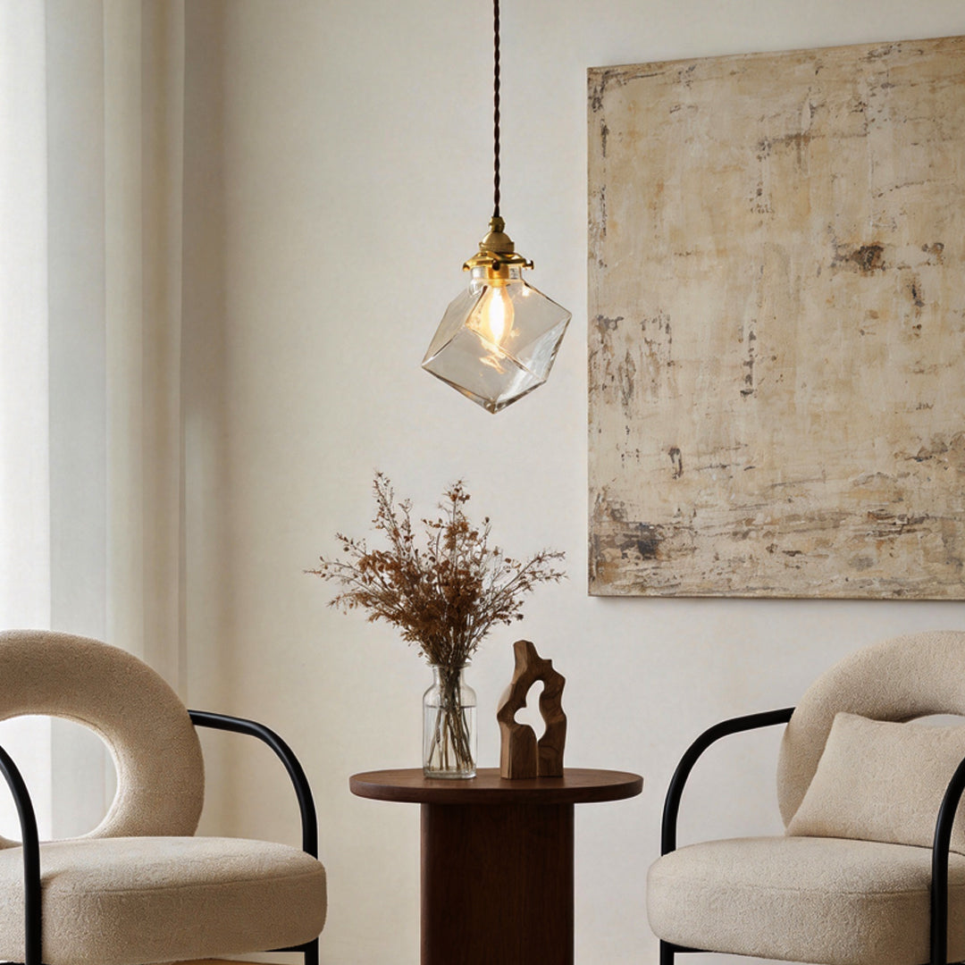 Ice Cube Pendant Light Square Transparent Glass Ceiling Light