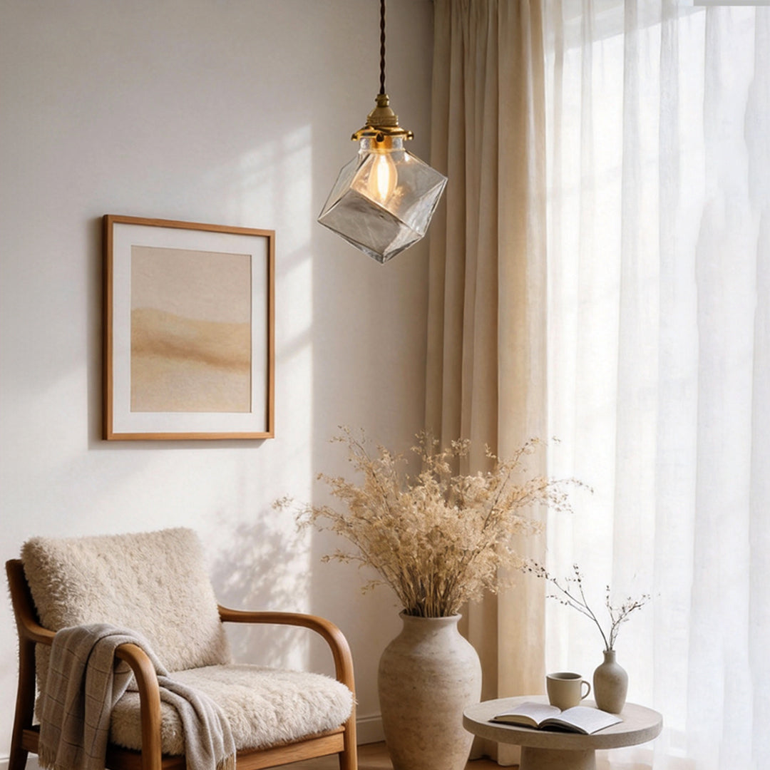 Ice Cube Pendant Light Square Transparent Glass Ceiling Light