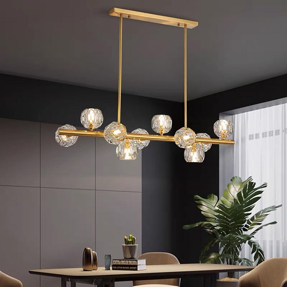 Gold Metal Crystal Chandeliers Globe Cluster LED Ceiling Light