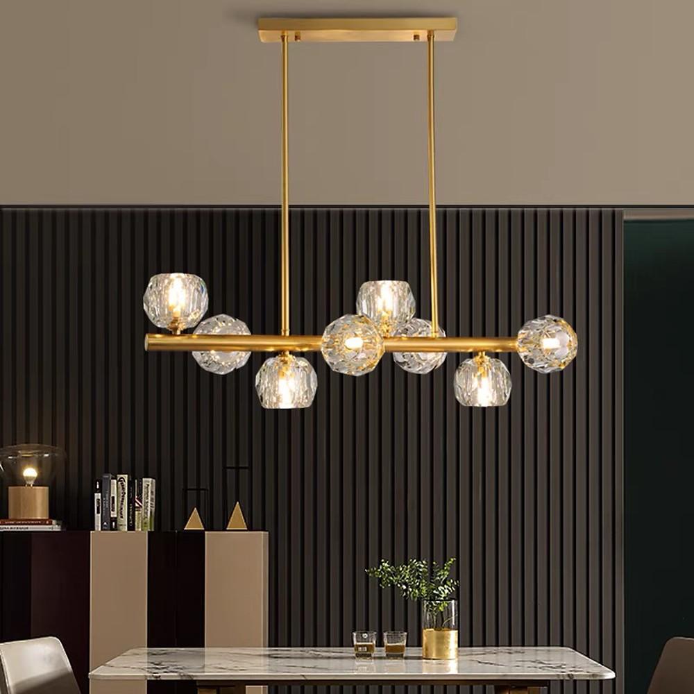 Gold Metal Crystal Chandeliers Globe Cluster LED Ceiling Light