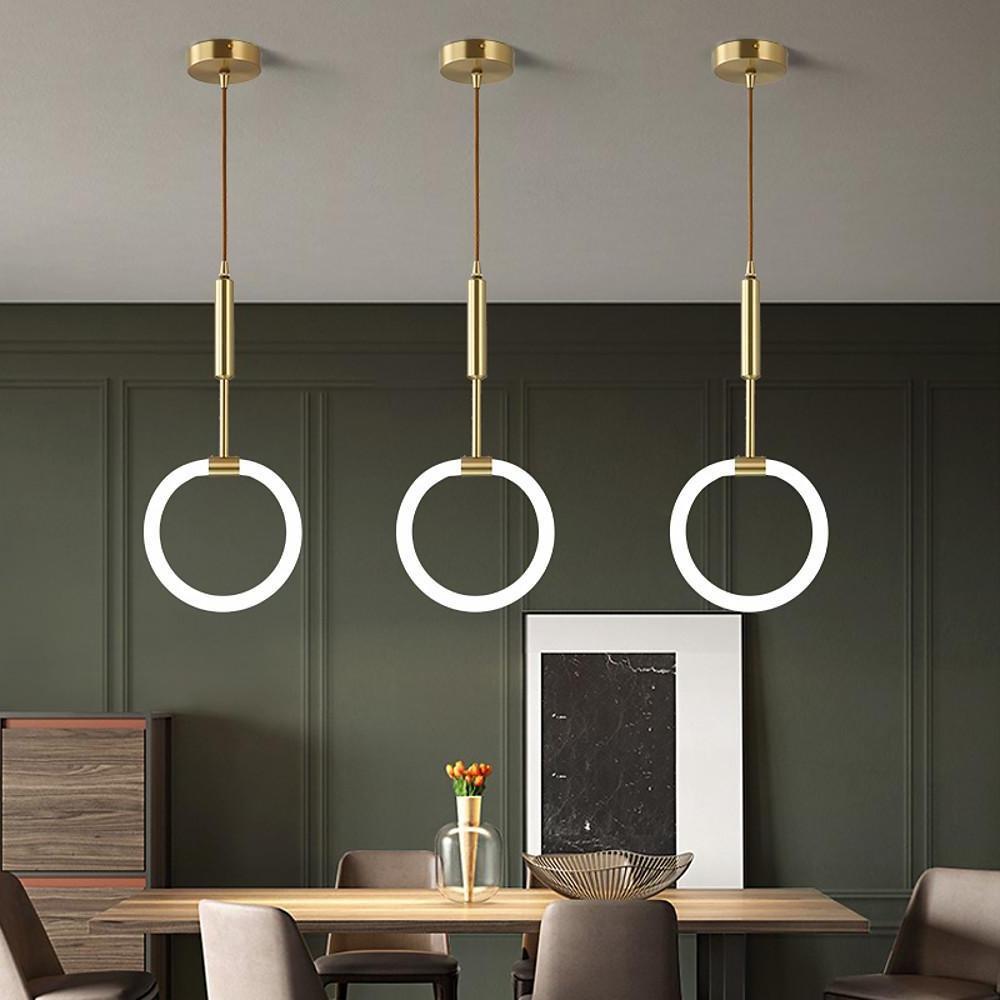 Circle LED Gold Modern Pendant Light Hanging Lamp Ceiling Lights
