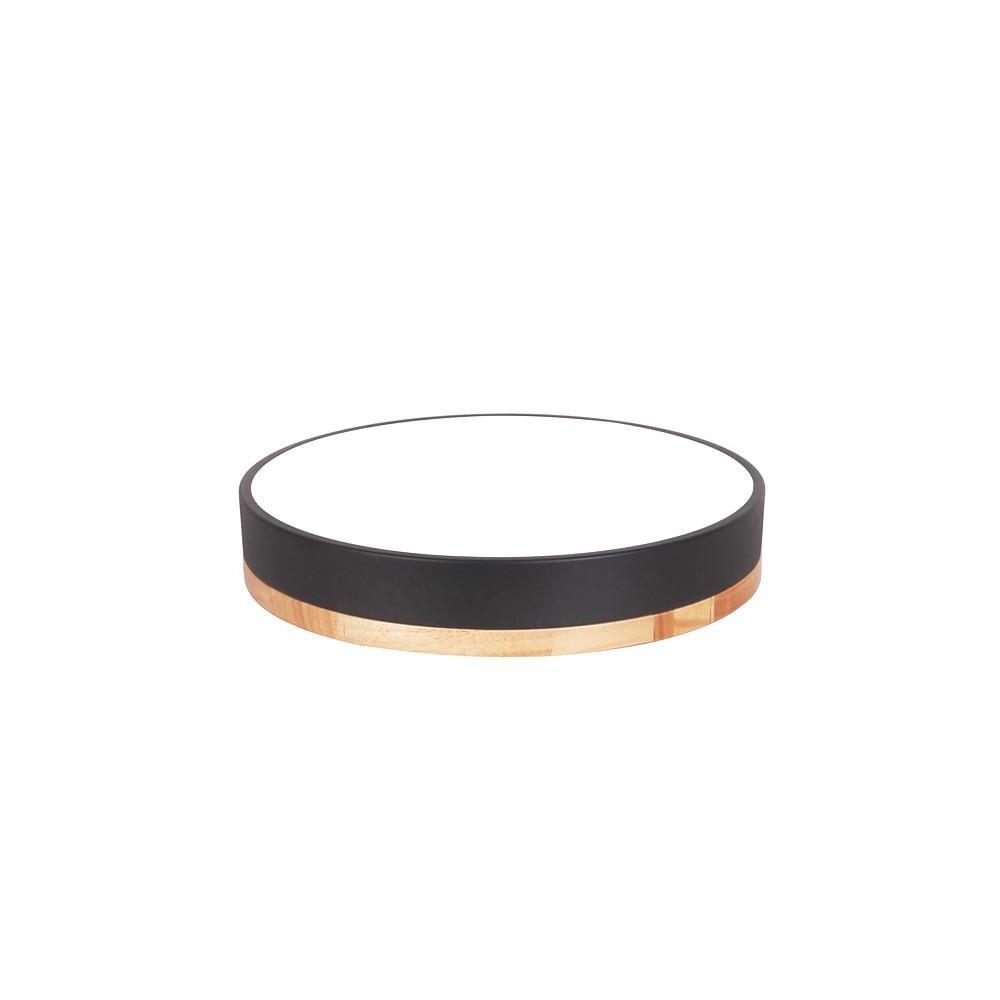 Circular Drum Flush Mount Light Metal Wood LED Ceiling Lights