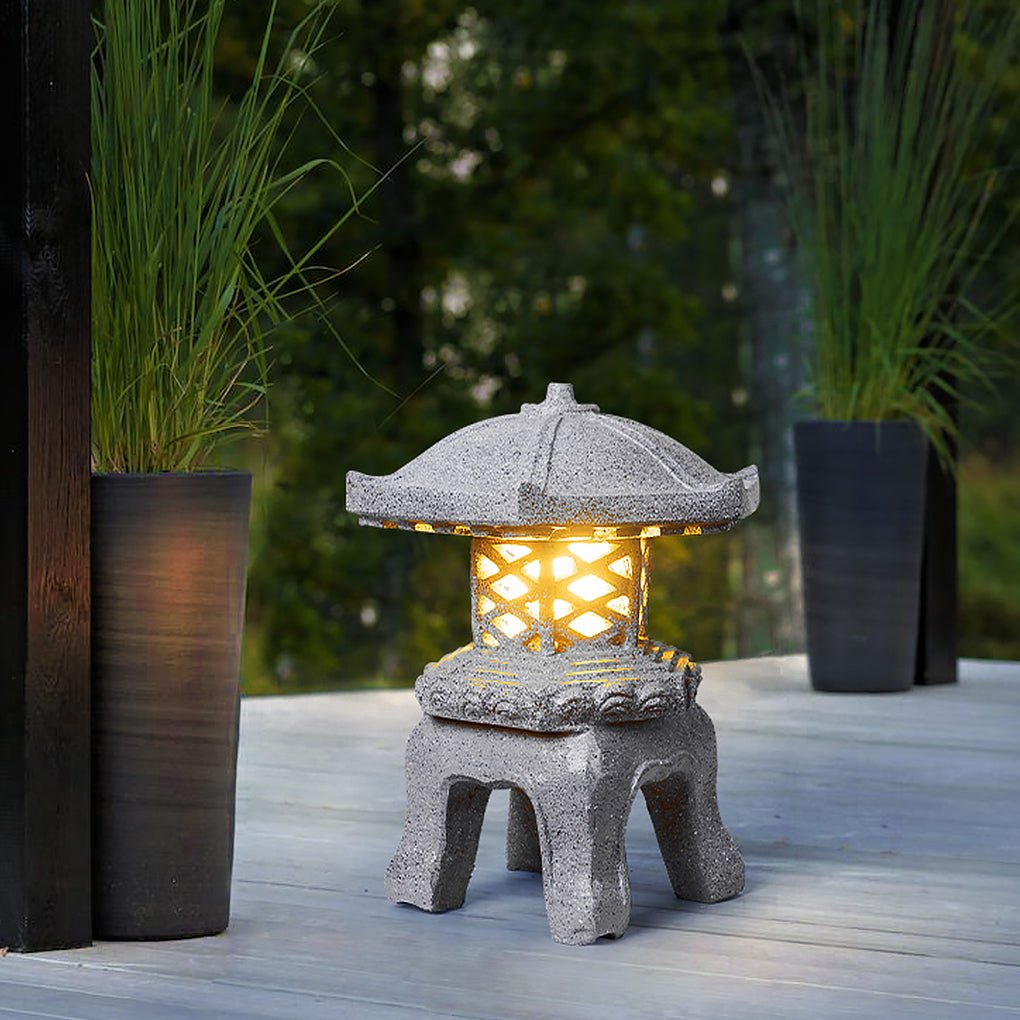Pagoda Garden Lights Rustic Stone-Mimic Landscape Light