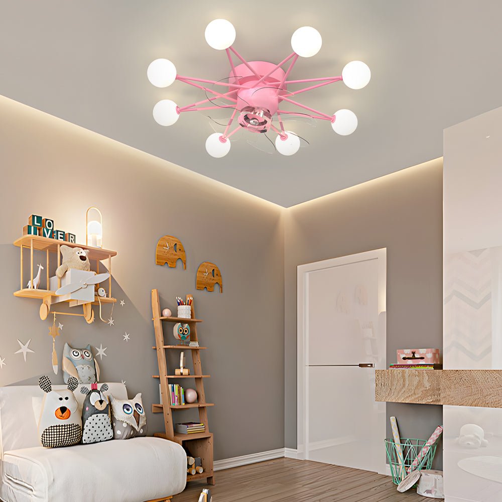 Indoor Ceiling Fans with Lights Star-Shaped Adjustable Light