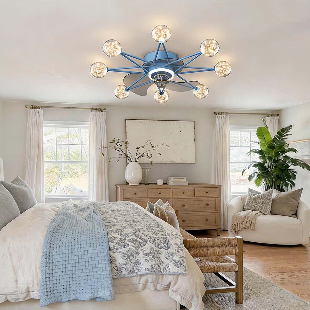 Indoor Ceiling Fans with Lights Star-Shaped Adjustable Light