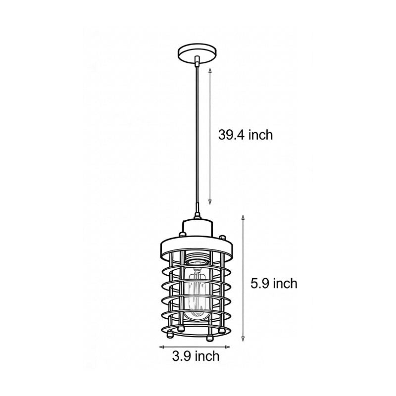 Industrial Cage Pendant Light 1-Light Metal Ceiling Light