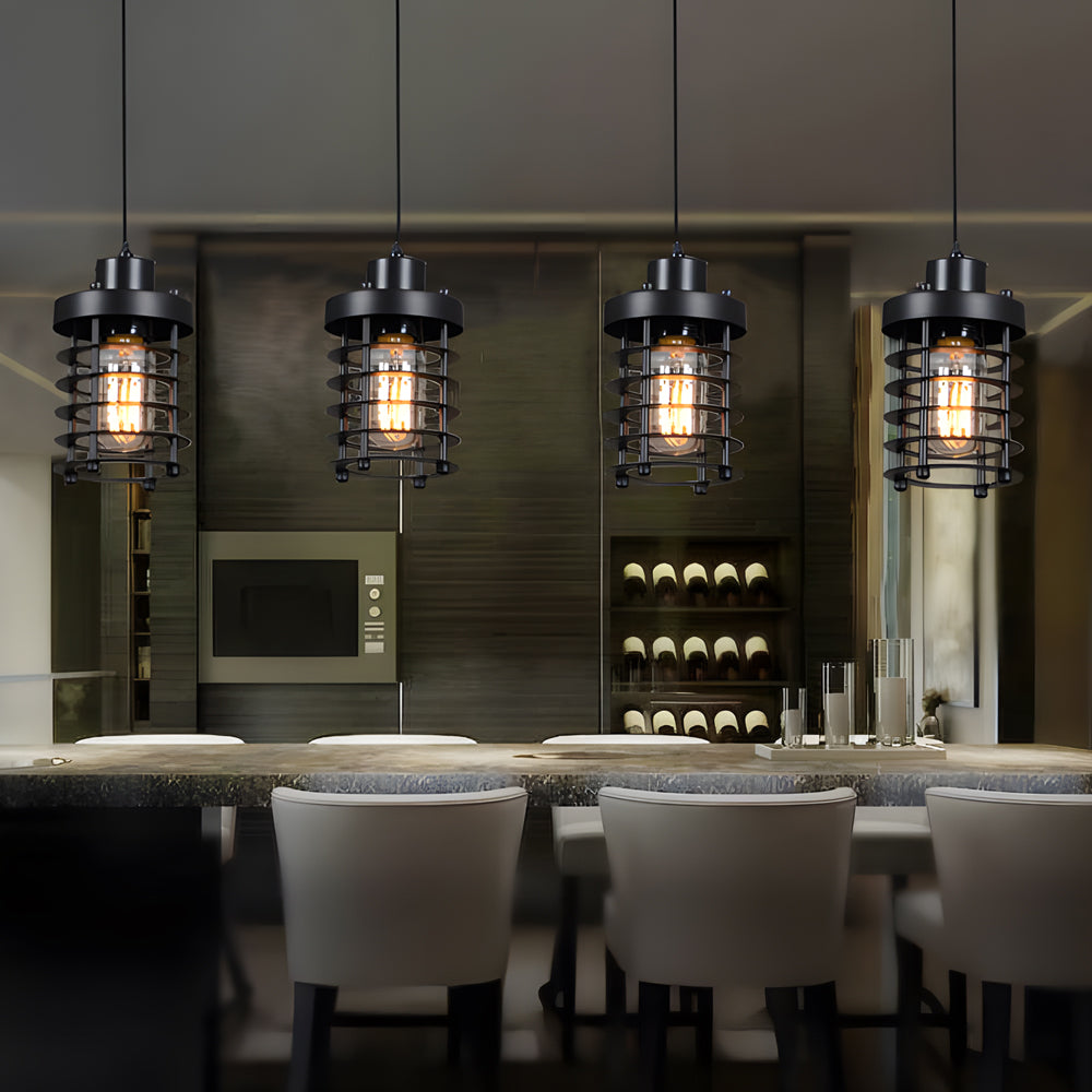 Industrial Cage Pendant Light 1-Light Metal Ceiling Light