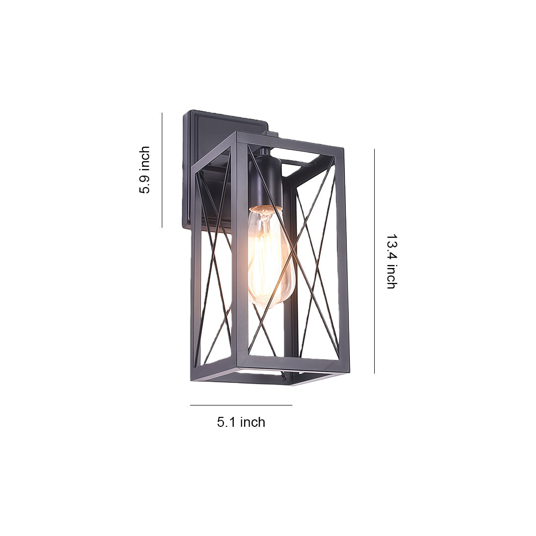 Lantern Wall Light American Black Industrial Cage Wall Lamp