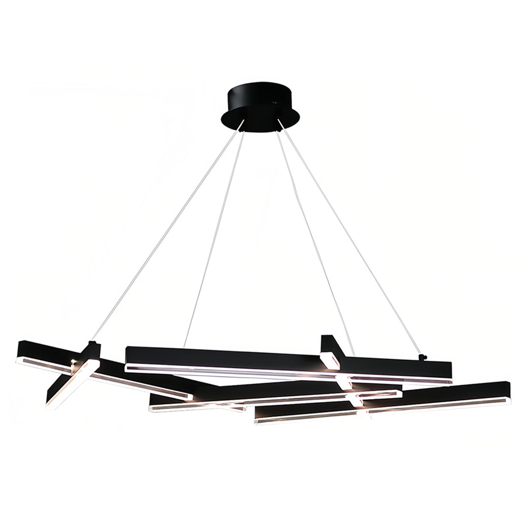 Black Metal Chandelier Modern Geometric Shape LED Ceiling Light