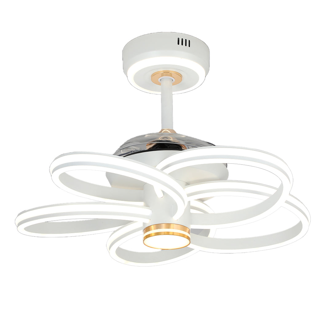 Ceiling Fans White with Light Variable Frequency Flower Iron Art Lamp