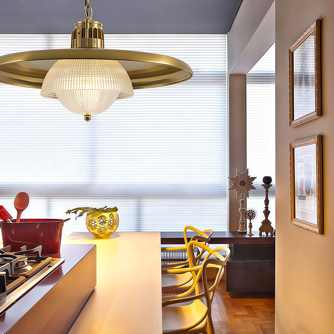 Iron Pendant Light Fixture Copper Color Adjustable Ceiling Light