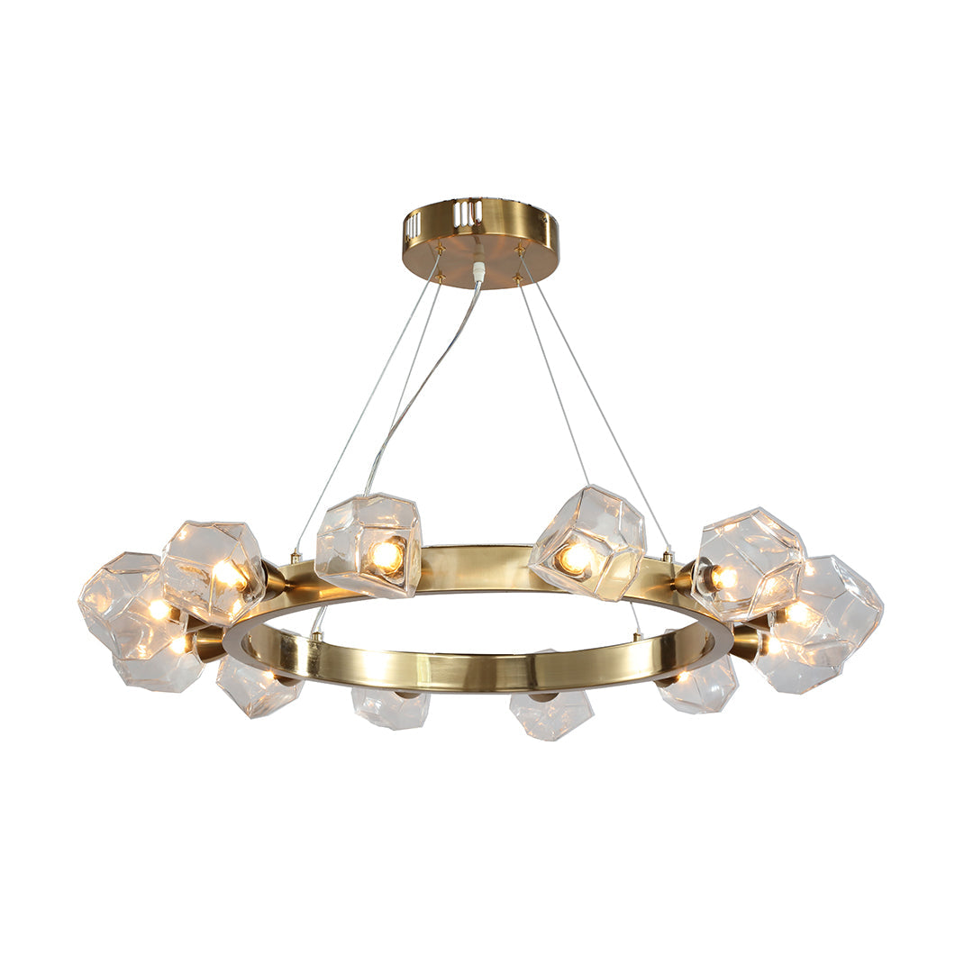 Gold Round Polished Brass Ring Chandelier